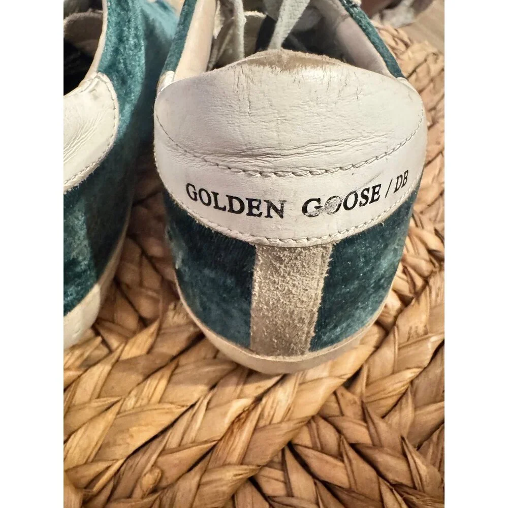 Golden Goose Superstar Suede Green Velvet Glitter Low-Top Sneakers Size 9 - Picture 11 of 14